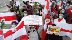 Concentración de la oposición democrática bielorrusa en Minsk el pasado lunes