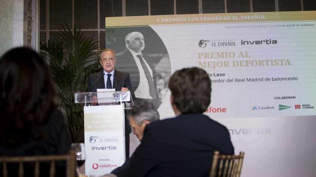 Florentino Pérez durante su intervención en los Premios Los Leones 2020 de EL ESPAÑOL