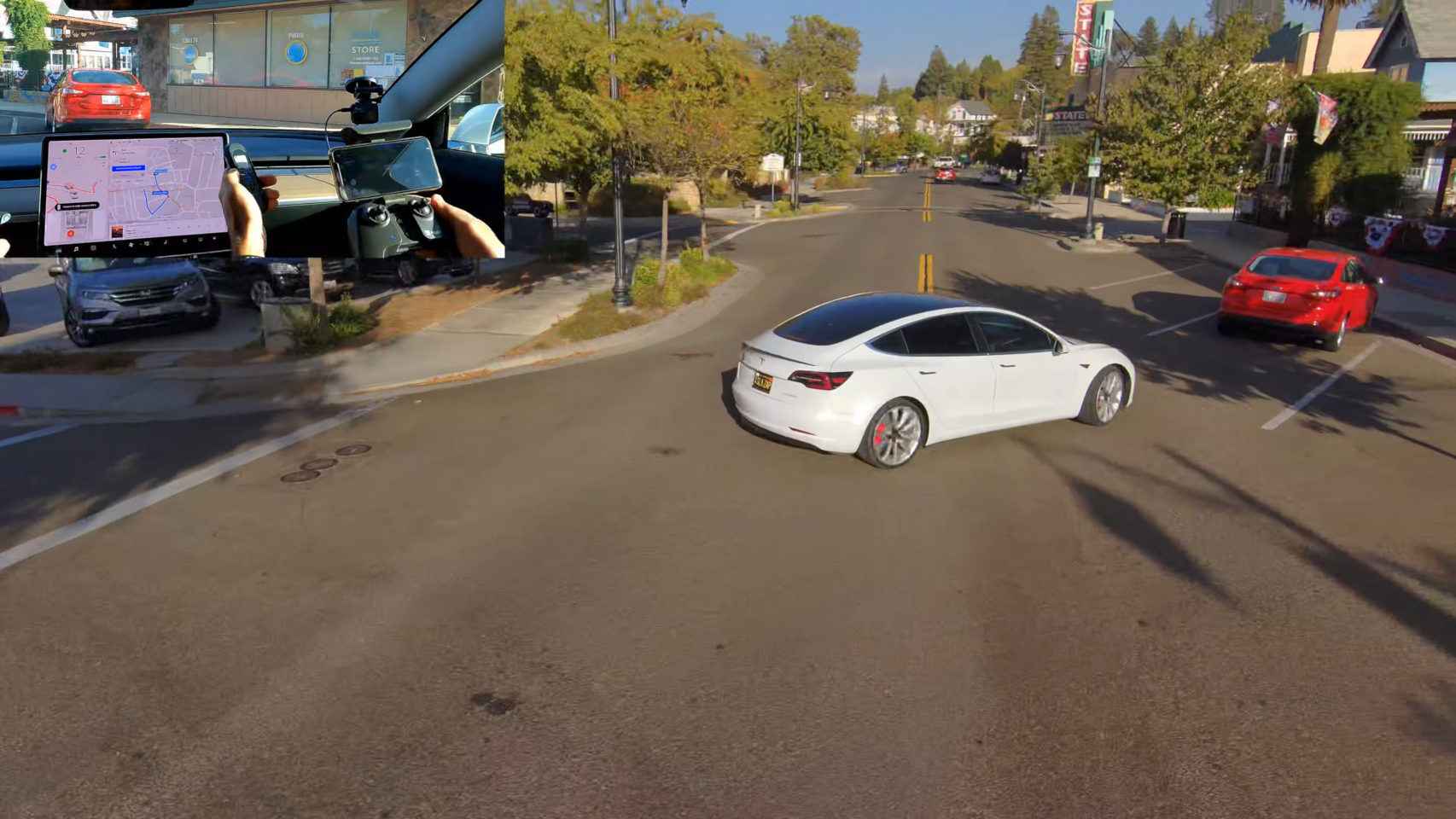 Un pequeño susto en un Tesla autónomo