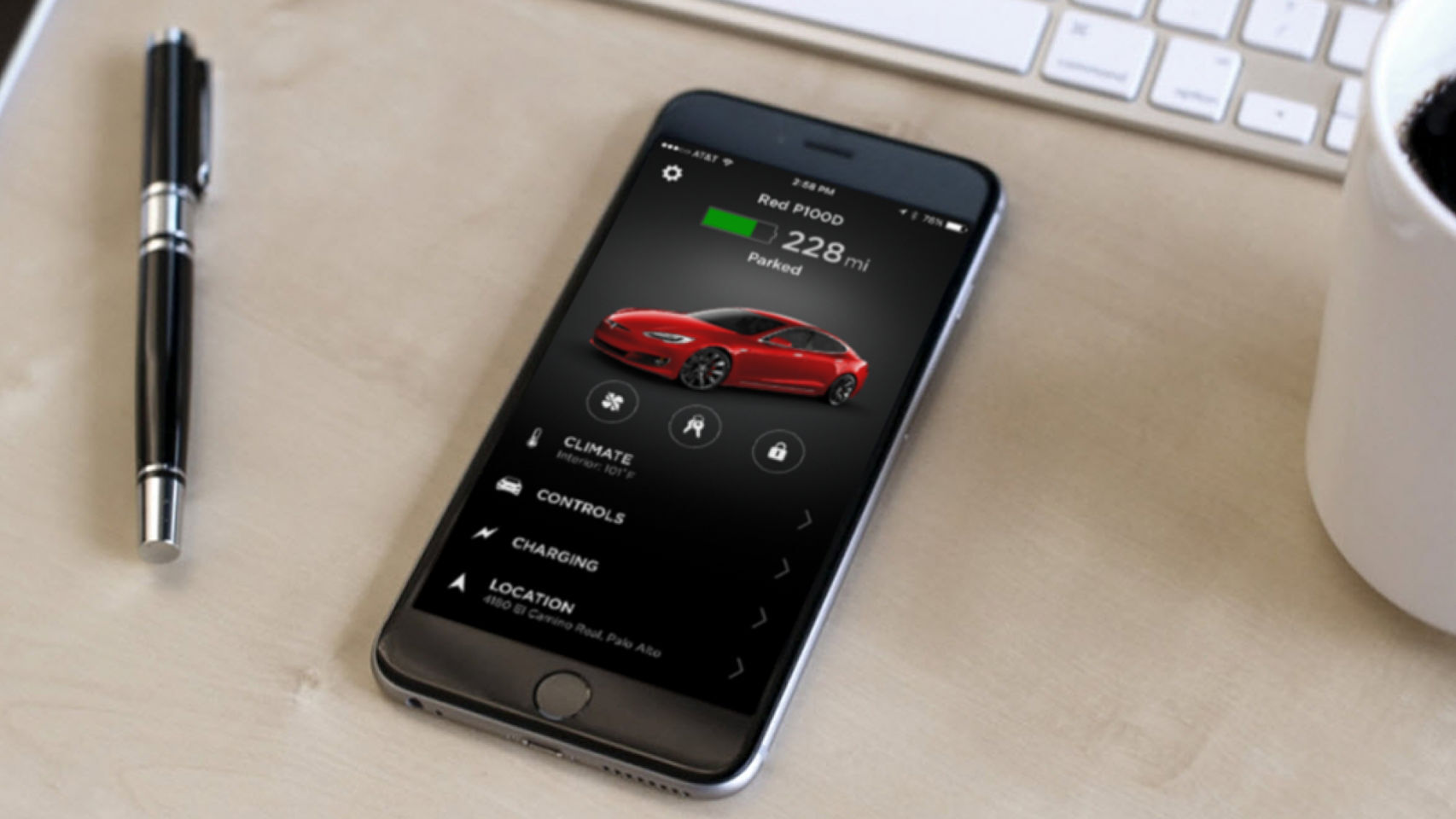 La app oficial de Tesla se puede usar para controlar el coche