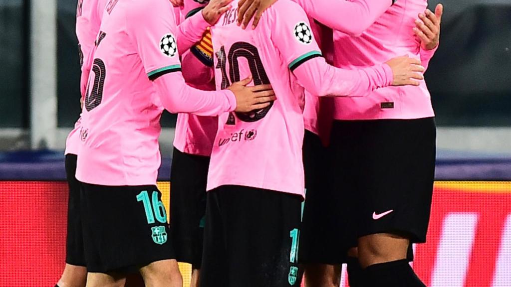 El Barça celebra un gol