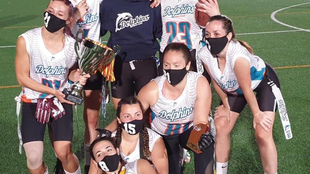 Las jugadoras de San Juan Dolphins, campeonas de la I Copa de España de Flag Football