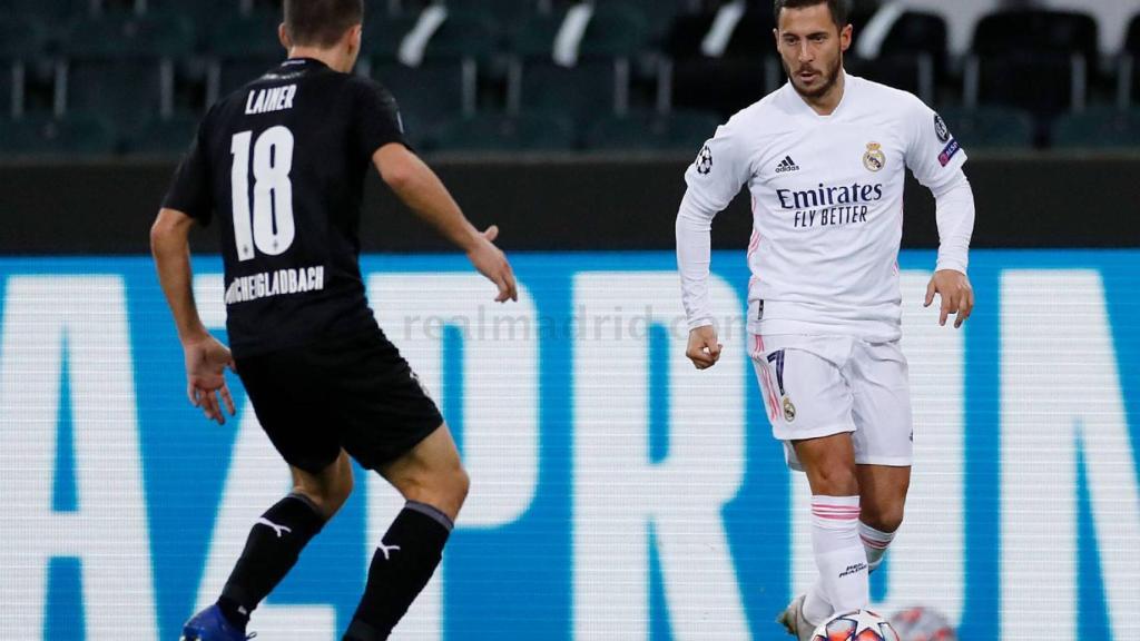 Hazard, en su estreno en la temporada 2020/2021 con el Real Madrid