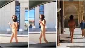 Secuencias de los dos vídeos en las que sale el hombre granadino desnudo.
