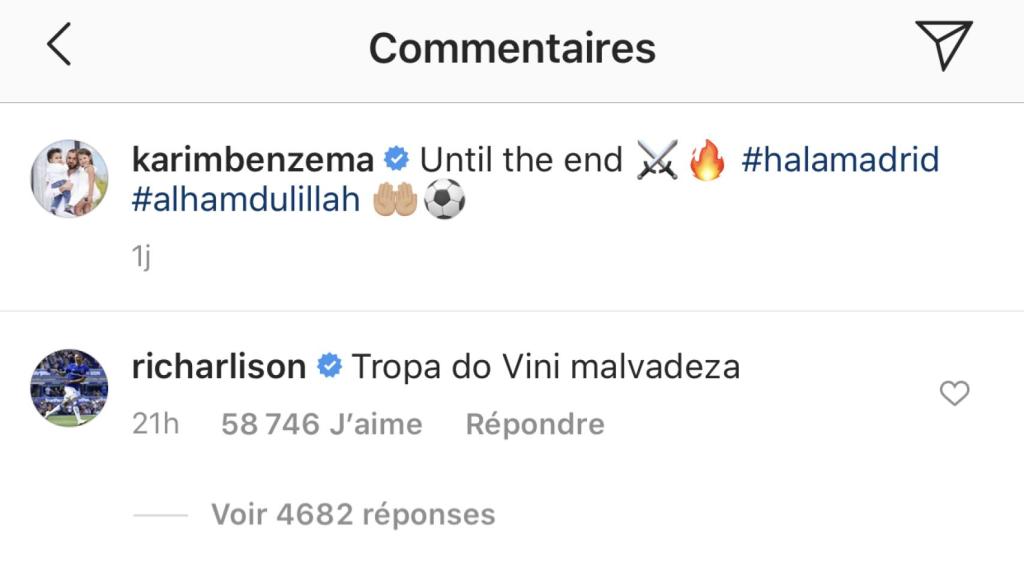 El ataque de Richarlison a Benzema