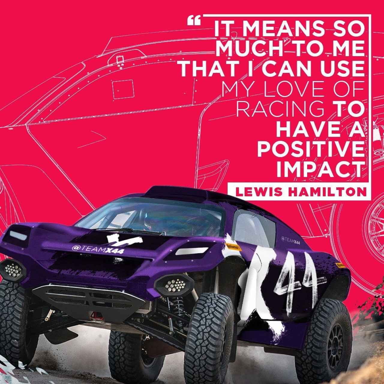 El coche de Lewis Hamilton en la Extreme E. Foto: Instagram (teamx44)