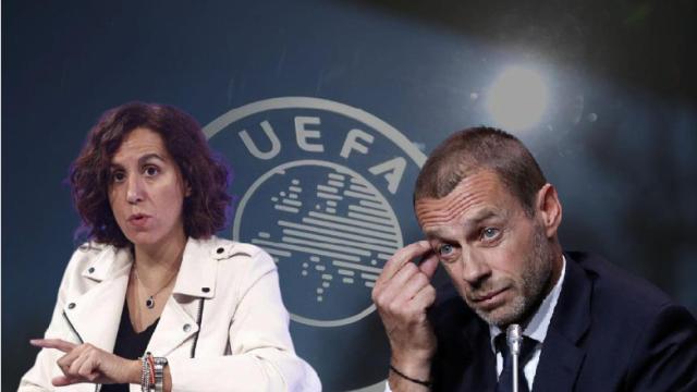 Irene Lozano, presidenta del CSD; Aleksander Ceferin, presidente de la UEFA