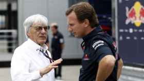 Bernie Ecclestone y Christian Horner durante un Gran Premio de Fórmula 1