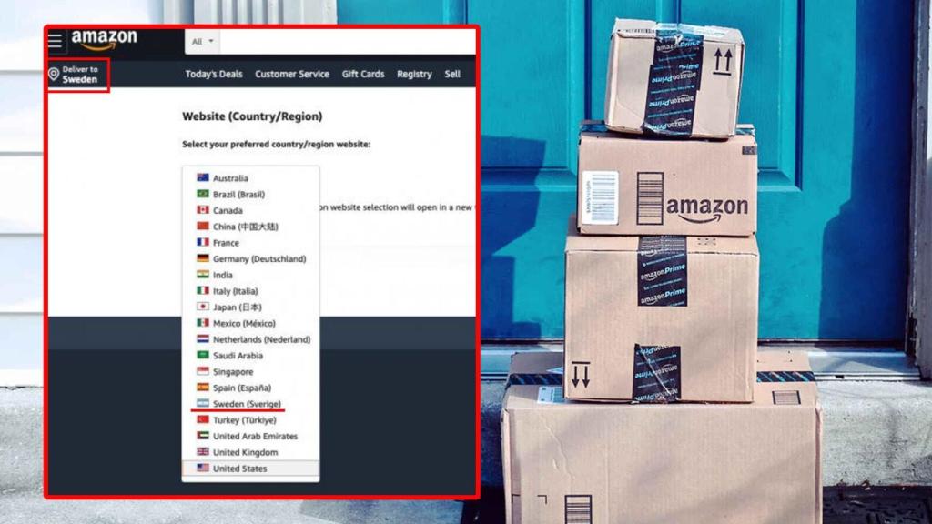 Amazon confunde la bandera de Suecia con la de Argentina en la apertura de su sitio web en el país europeo.