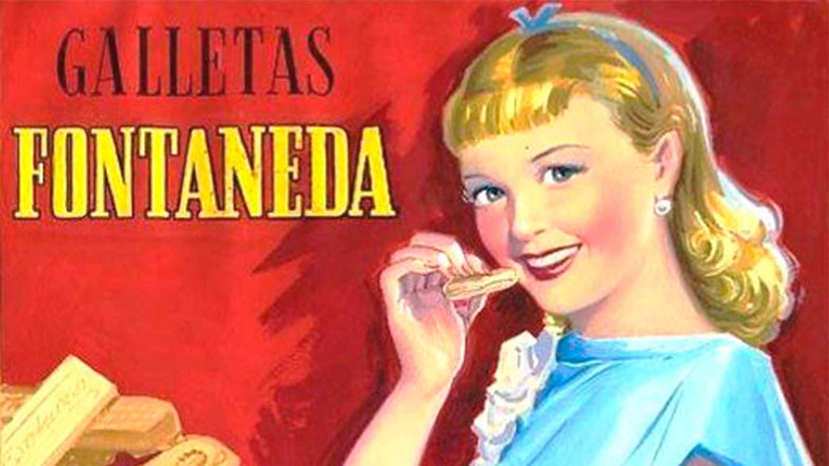 Imagen de una publicidad antigua de Galletas Fontaneda.