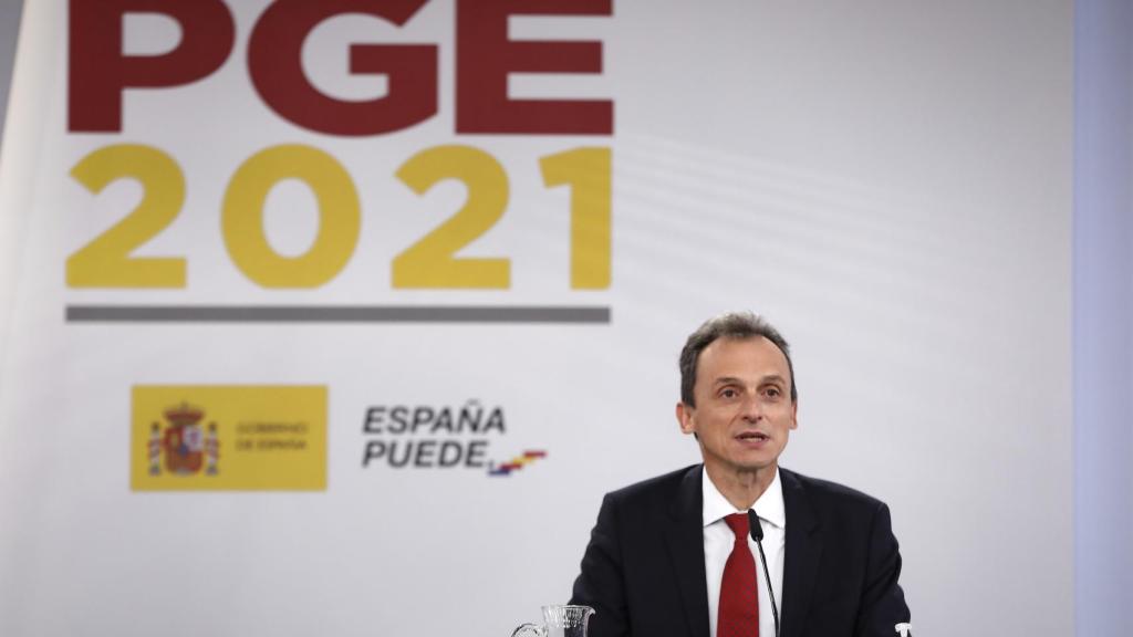 El ministro de Ciencia e Innovación, Pedro Duque, durante la presentación de los Presupuestos para I+D+i-