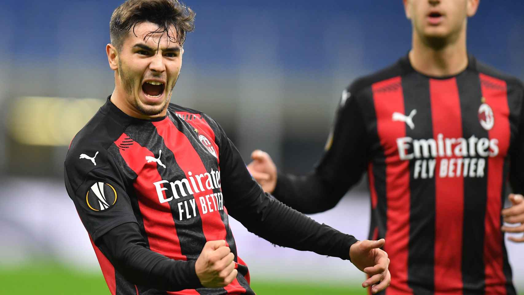 Brahim celebra un gol con el Milan