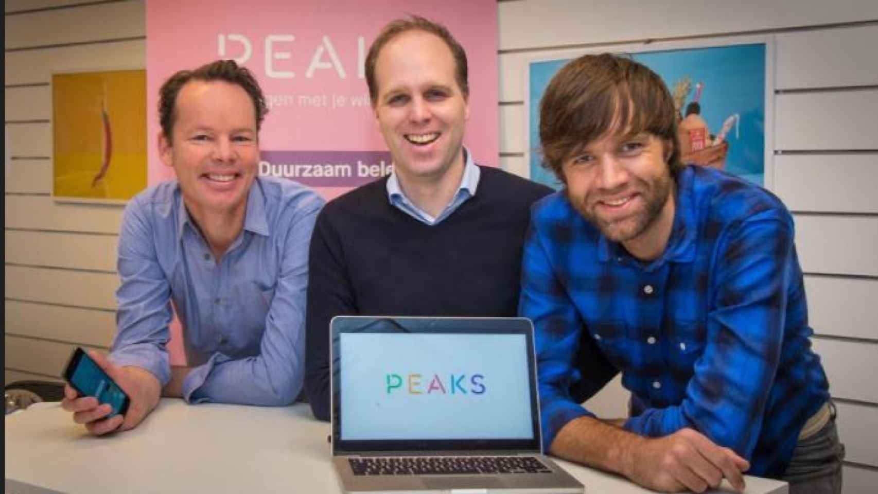 De izquierda a derecha, Sijbrand Tieleman, Tom Arends y Rutger Beens, fundadores de Peaks.