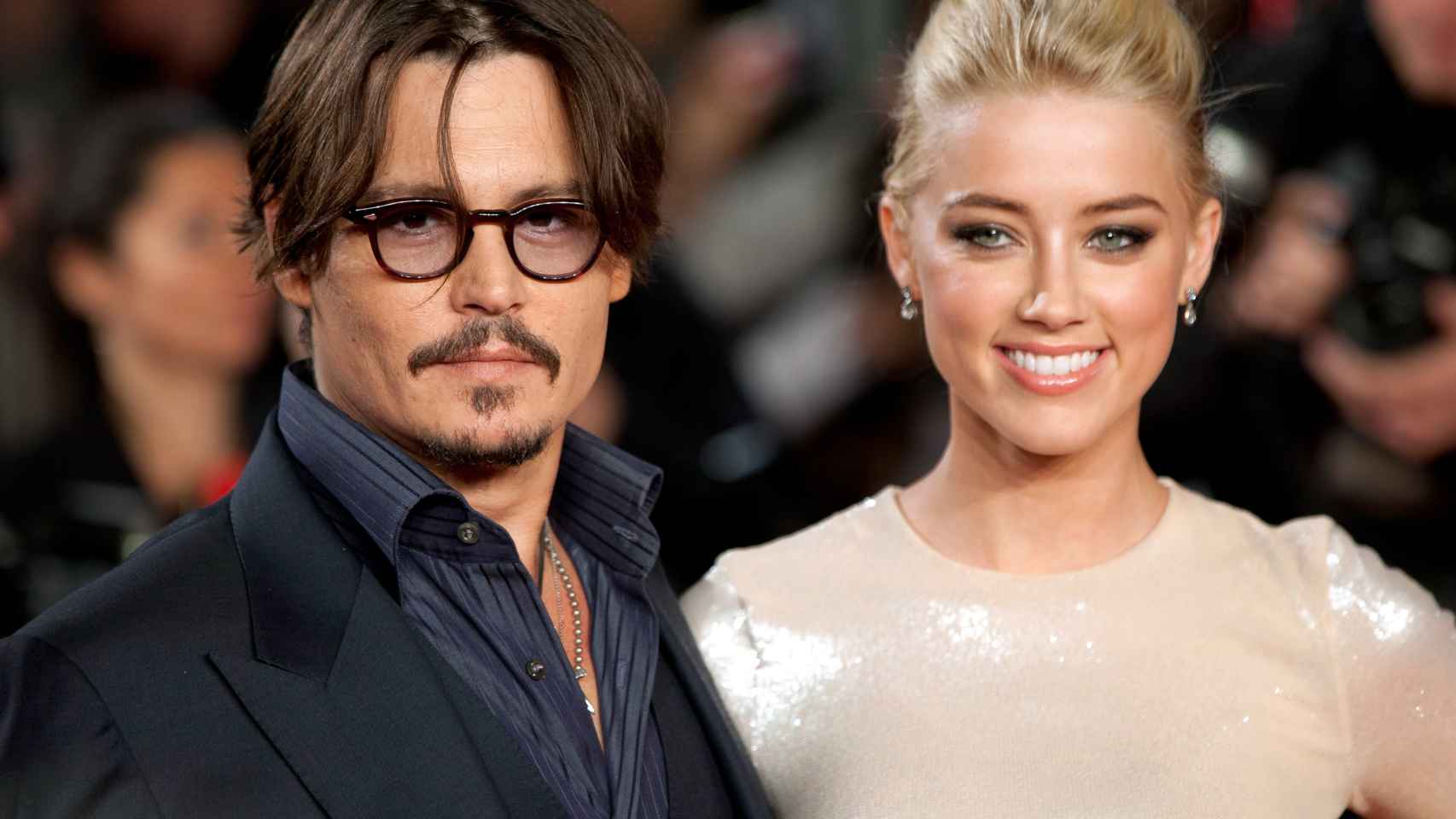 Los actores Johnny Depp y Amber Heard durante una presentación en Londres.
