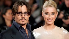 Los actores Johnny Depp y Amber Heard durante una presentación en Londres.