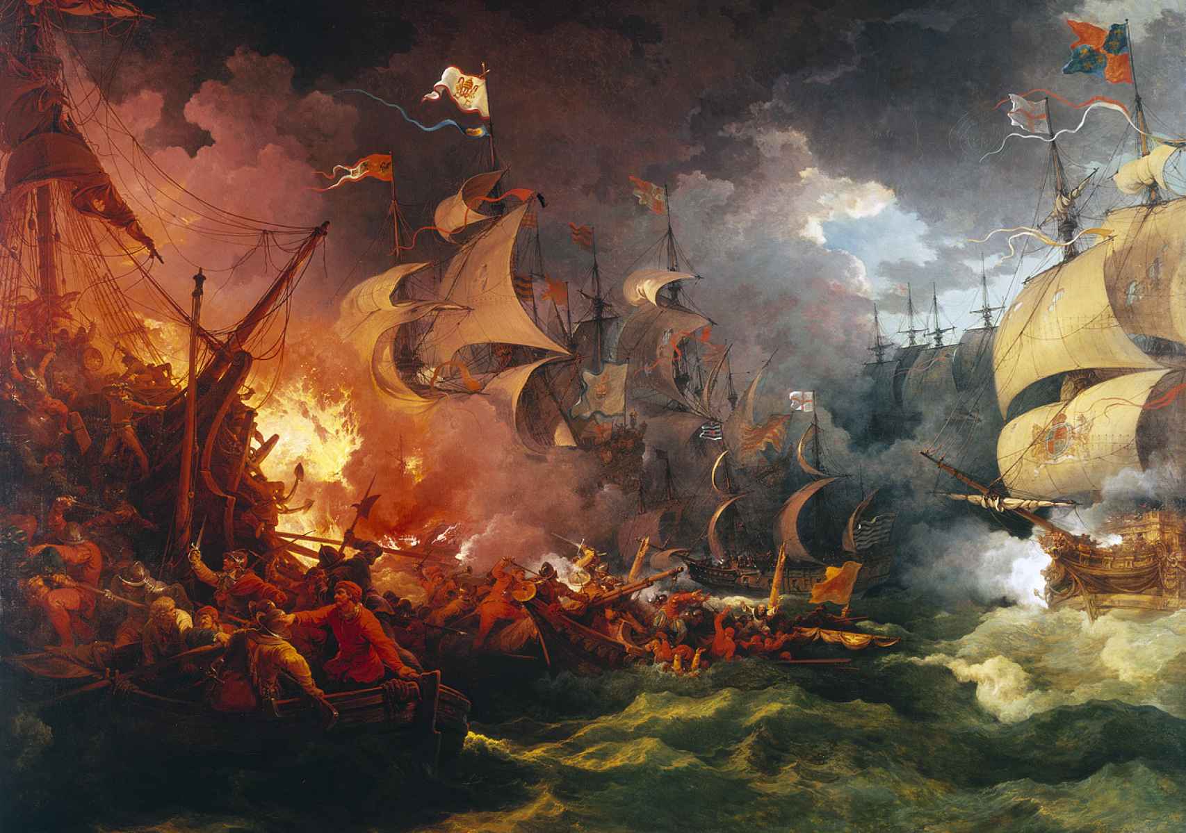 Derrota de la Armada Invencible, pintado en el año 1796.