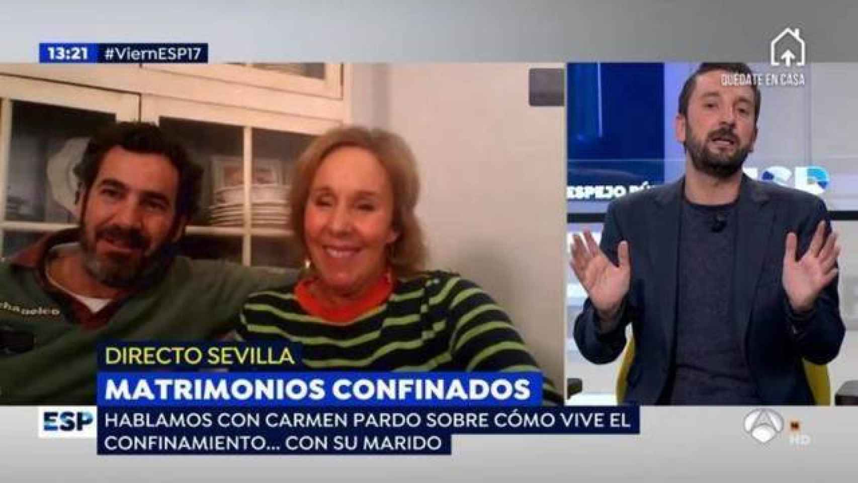 Carmen Pardo junto a su marido en 'Espejo Público'.