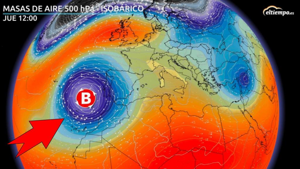 La borrasca formada en el golfo de Cádiz. Eltiempo.es