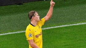 Erling Haaland celebra un gol con el Borussia Dortmund en la Champions League