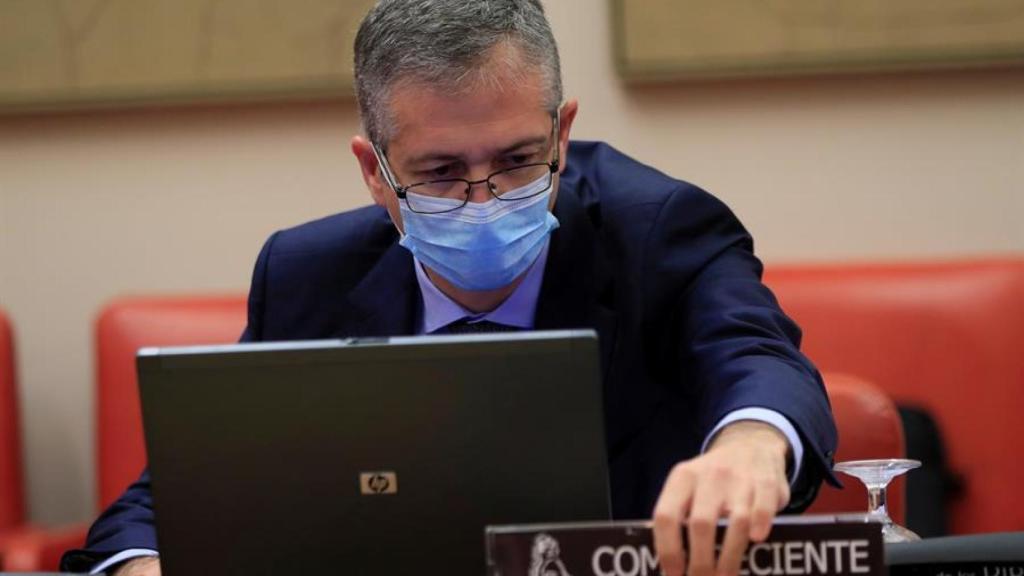 Pablo Hernández de Cos, gobernador del Banco de España, durante su comparecencia en el Congreso.