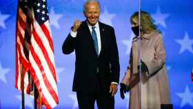 Joe Biden en su comparecencia en la noche electoral, sin poder declararse ganador.