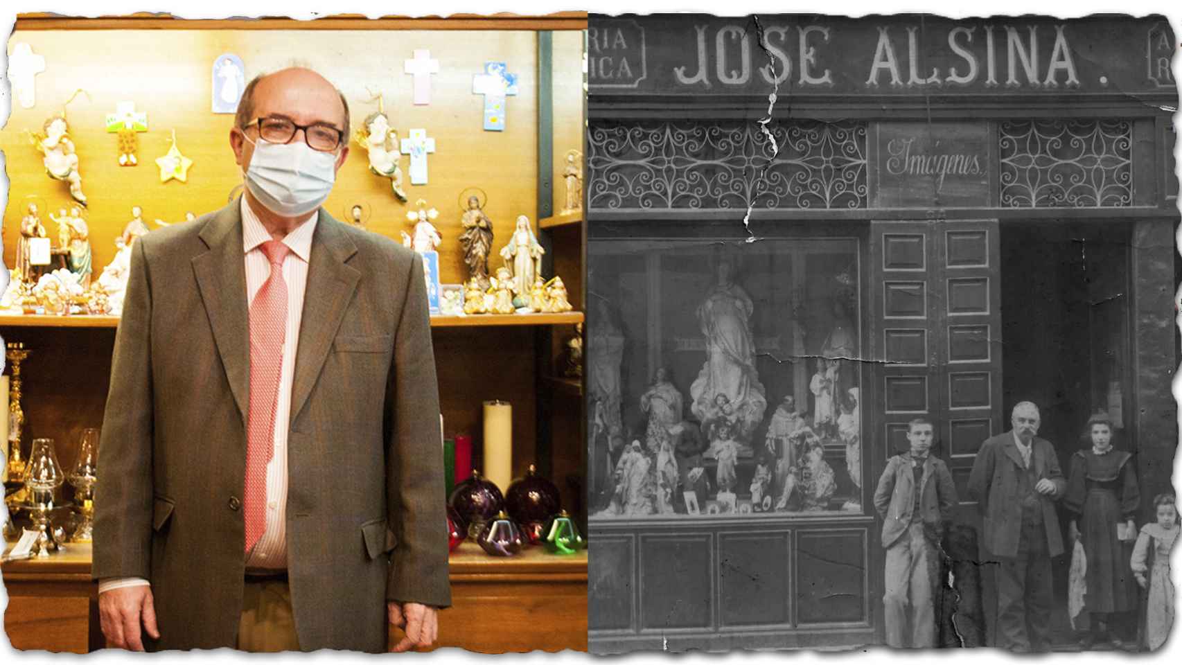 A la izquierda, Juan Ignacio Alsina. A la derecha, sus antepasados, los fundadores del negocio.
