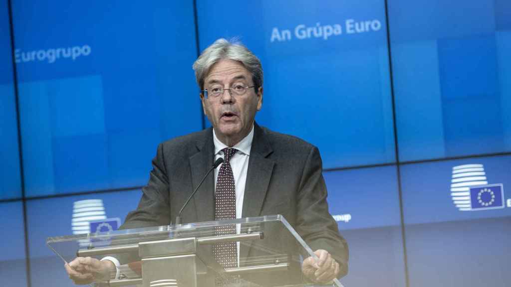 El comisario de Asuntos Económicos, Paolo Gentiloni, durante una rueda de prensa