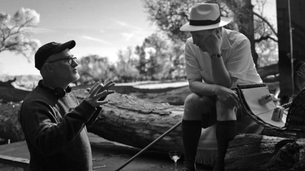 Fincher junto a Gary Oldman en el rodaje de Mank.