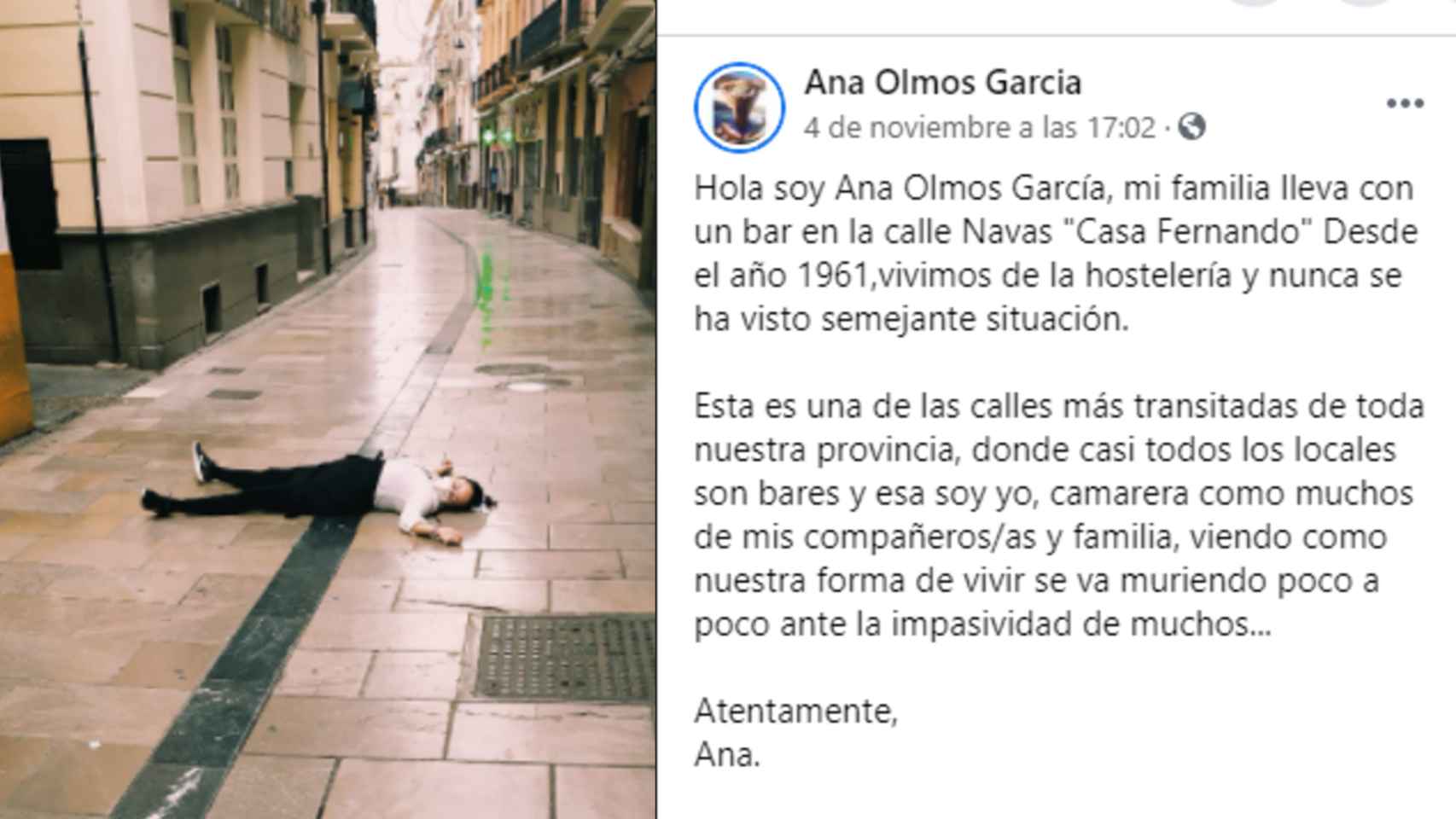 El post de Ana en Facebook.