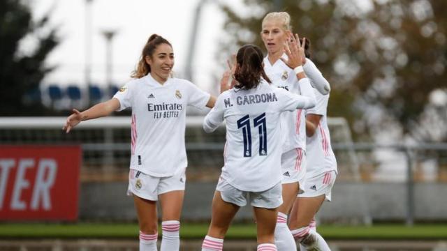 Las jugadoras del Real Madrid celebran un gol