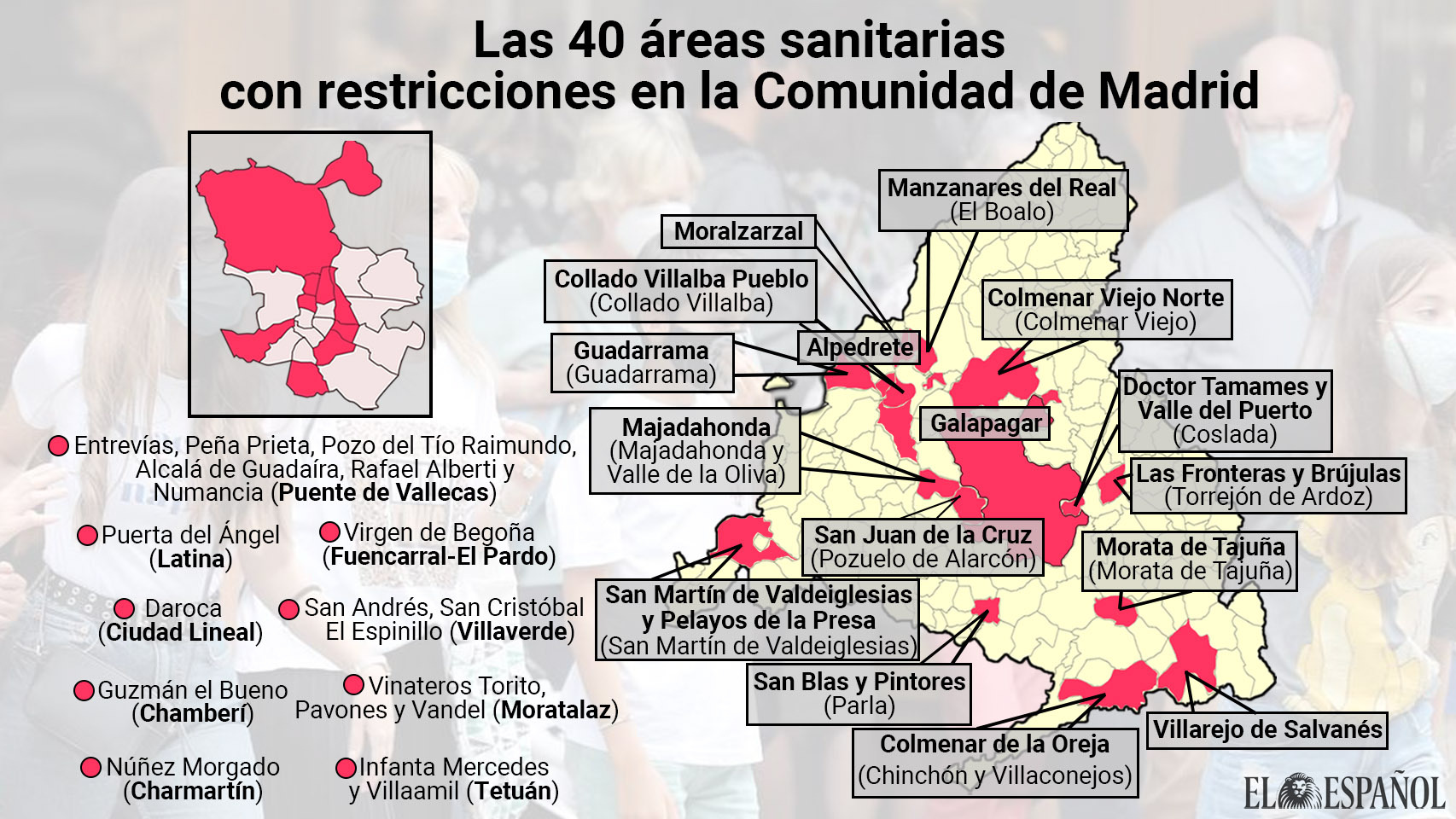 Estas son las 40 nuevas zonas sanitarias restringidas en Madrid: la lista de barrios y pueblos