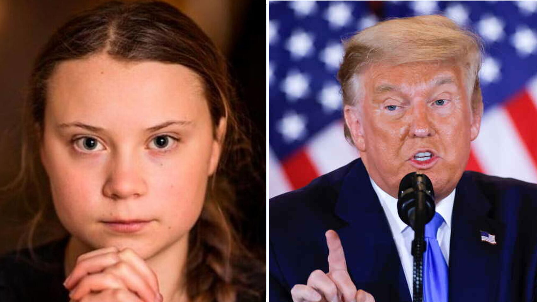 Greta Thunberg y Donald Trump en un fotomontaje.