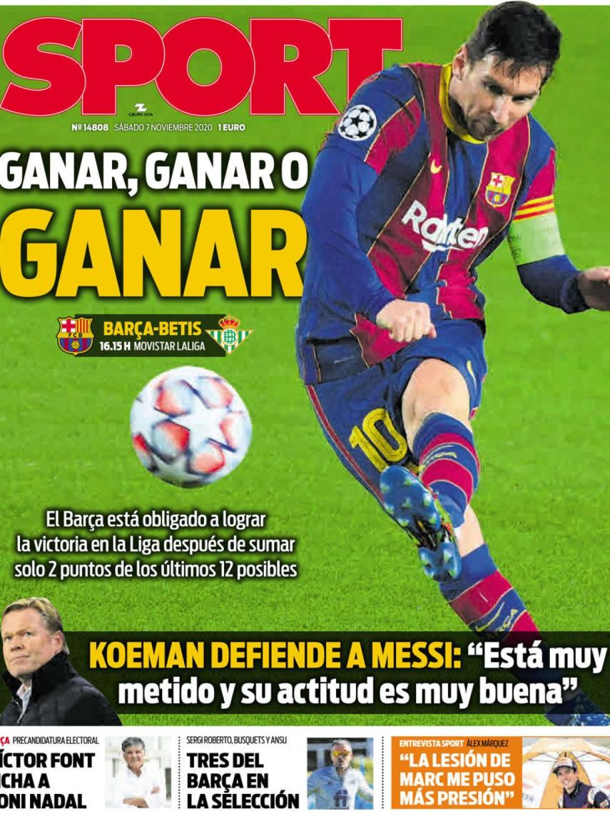 La portada del diario SPORT (07/11/2020)