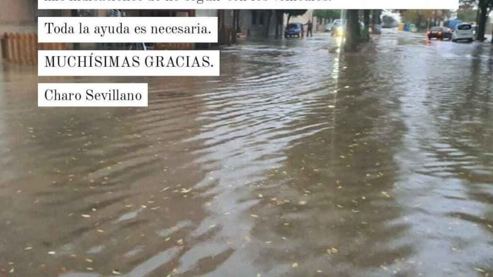 Imagen parcial de la publicación de la alcaldesa de San Clemente el pasado jueves en Twitter tras las fuertes lluvias registradas en la localidad