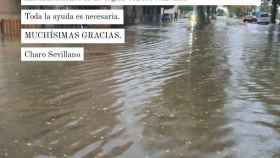Imagen parcial de la publicación de la alcaldesa de San Clemente el pasado jueves en Twitter tras las fuertes lluvias registradas en la localidad