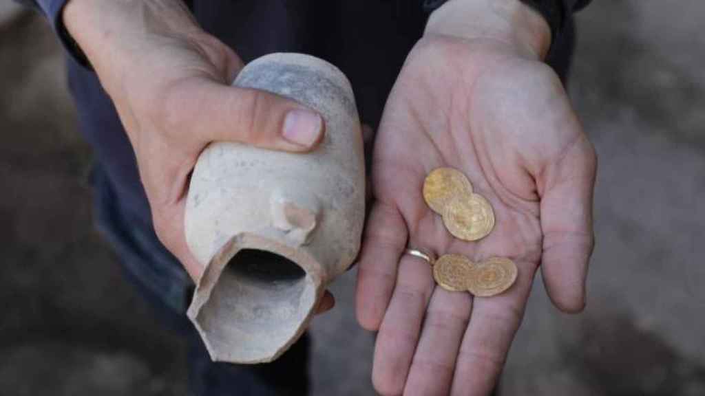 Las monedas encontradas en Jerusalén.
