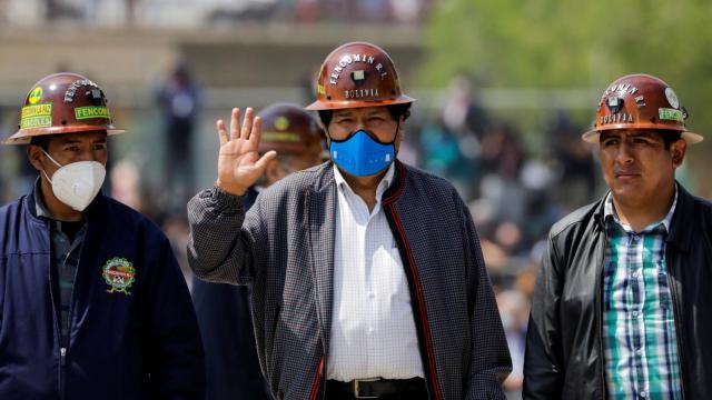 Evo Morales a su llegada a Bolivia.