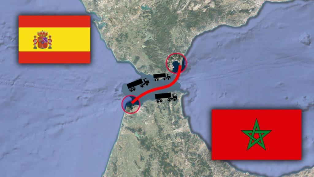 Ruta desde Tanger Med hasta España que hacen los camiones, en ferry.