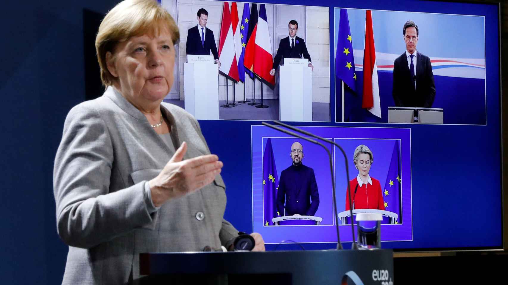 Angela Merkel, durante la rueda de prensa virtual de este martes