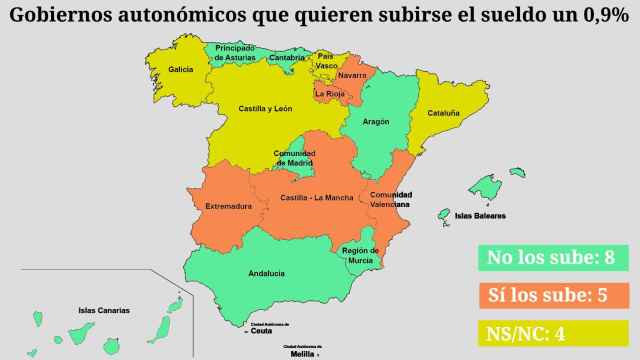 Mapa de la subida de sueldos por autonomías. EL ESPAÑOL