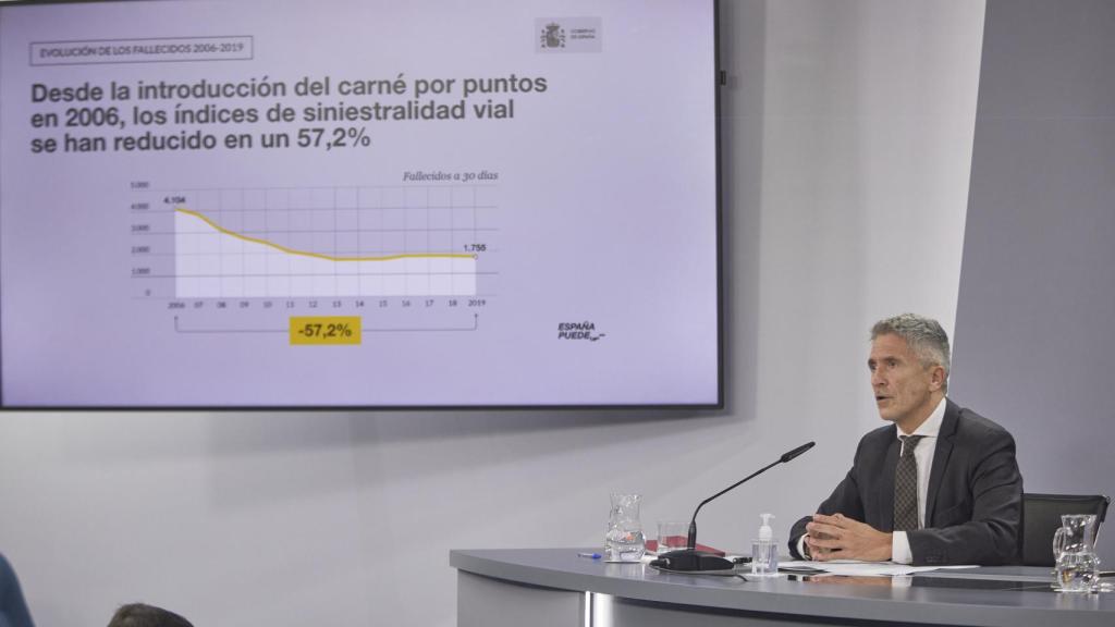 El ministro del Interior, Fernando Grande-Marlaska, durante la rueda de prensa informando de las medidas.