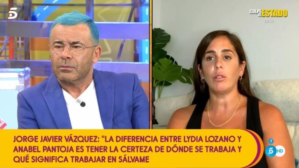 Jorge Javier y Anabel Pantoja durante la emisión de 'Sálvame Diario'.
