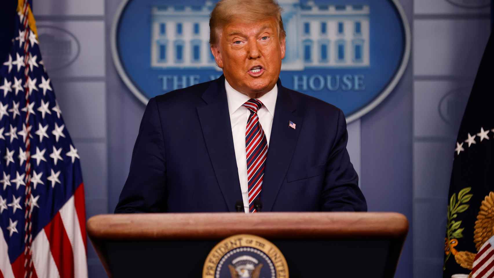 Donald Trump durante una rueda de prensa en la Casa Blanca.