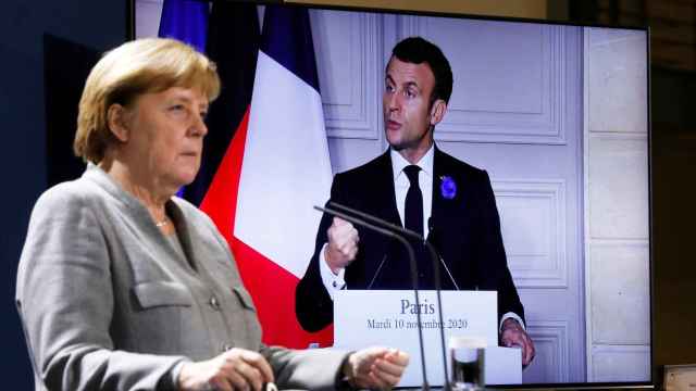 Angela Merkel y Emmanuel Macron, durante la videoconferencia de este martes