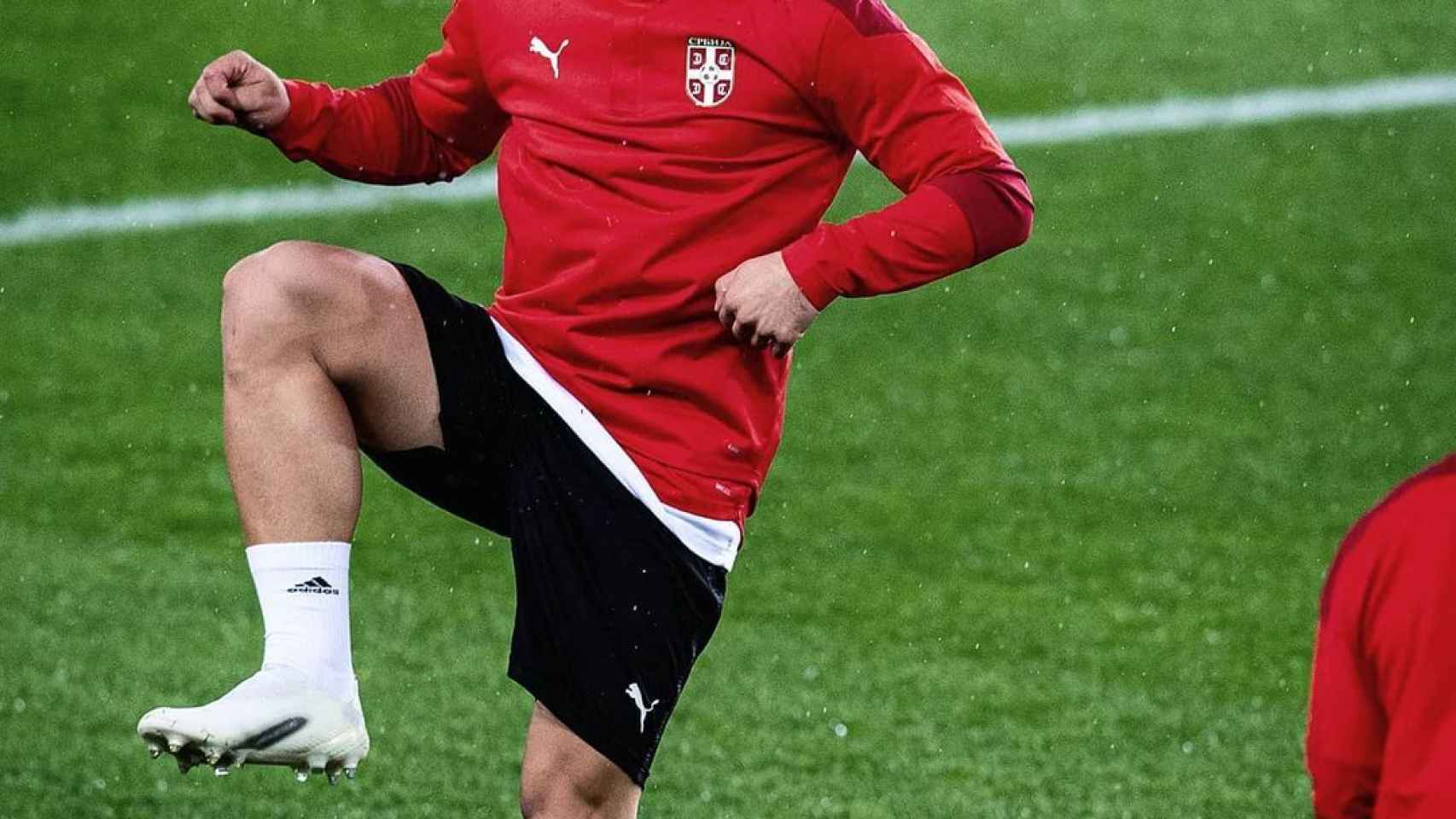 Luka Jovic, durante un entrenamiento de Serbia. Foto: Instagram (fudbalskisavezsrbije)
