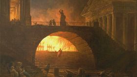 Lienzo de Hubert Robert sobre el gran incendio de Roma.