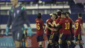 España Sub21 celebra un gol