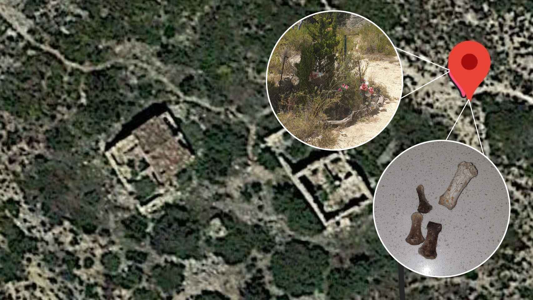 Panorámica de Google Maps del mapa que trazó Vicente para llegar a la finca de La Romana. A la izquierda, la casa donde las niñas fueron torturadas y violadas.