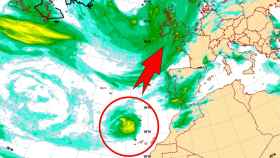 La aproximación del ciclón Theta a Canarias el 15/11 y su ruta prevista. AEMPS/SINOBAS.