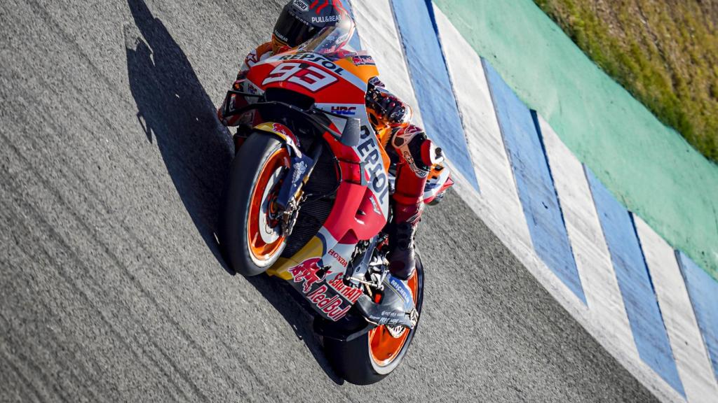 Marc Márquez en el circuito de Jerez en la temporada 2020, antes de su lesión.